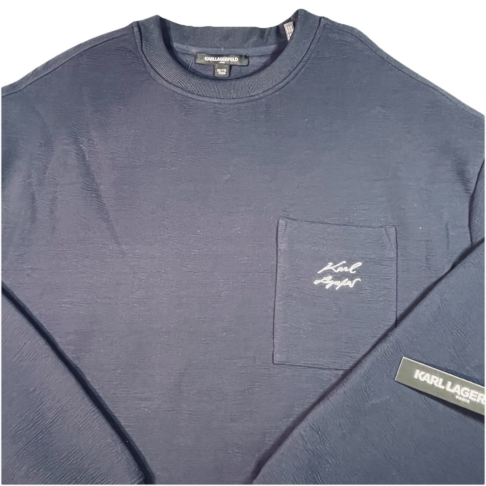 KARL LAGERFELD Paris MEN'S SWEATSHIRT‎ NAVY BLUE XXL Textured NWT